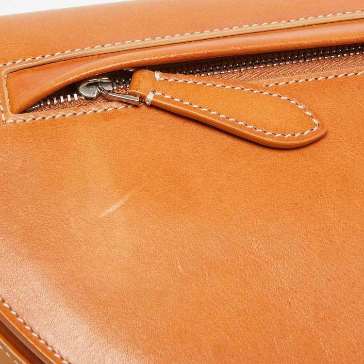 Pre Owned Burberry Pale Orange Leather Small Olympia Shoulder Bag