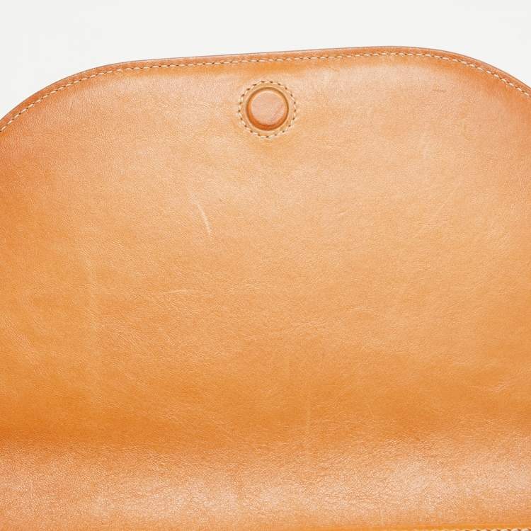 Pre Owned Burberry Pale Orange Leather Small Olympia Shoulder Bag