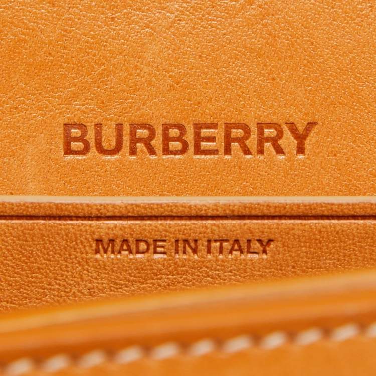 Pre Owned Burberry Pale Orange Leather Small Olympia Shoulder Bag