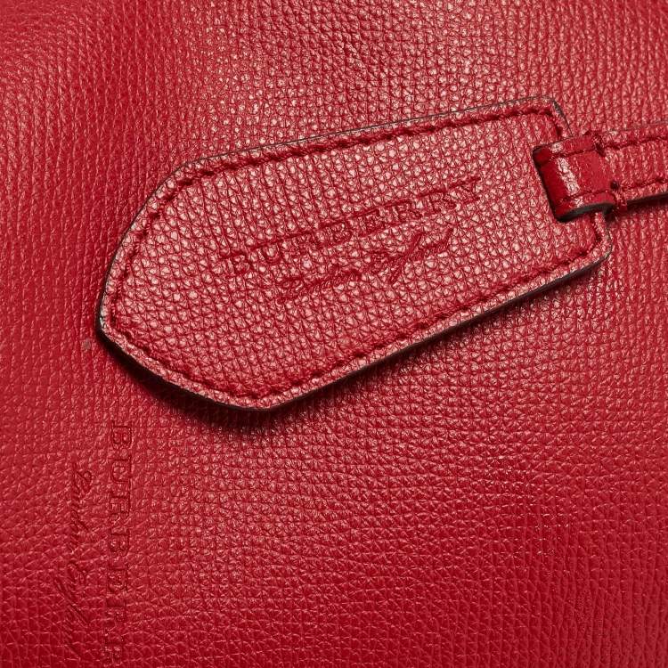 Pre Owned Burberry Red Leather Small Lorne Bucket Bag
