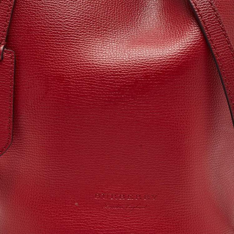 Pre Owned Burberry Red Leather Small Lorne Bucket Bag