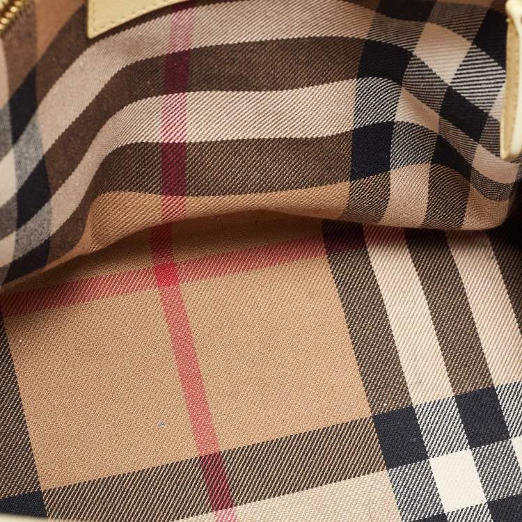 Pre Owned Burberry Yellow Leather Medium Buckle Tote