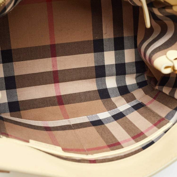 Pre Owned Burberry Yellow Leather Medium Buckle Tote