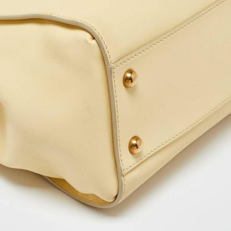 Pre Owned Burberry Yellow Leather Medium Buckle Tote
