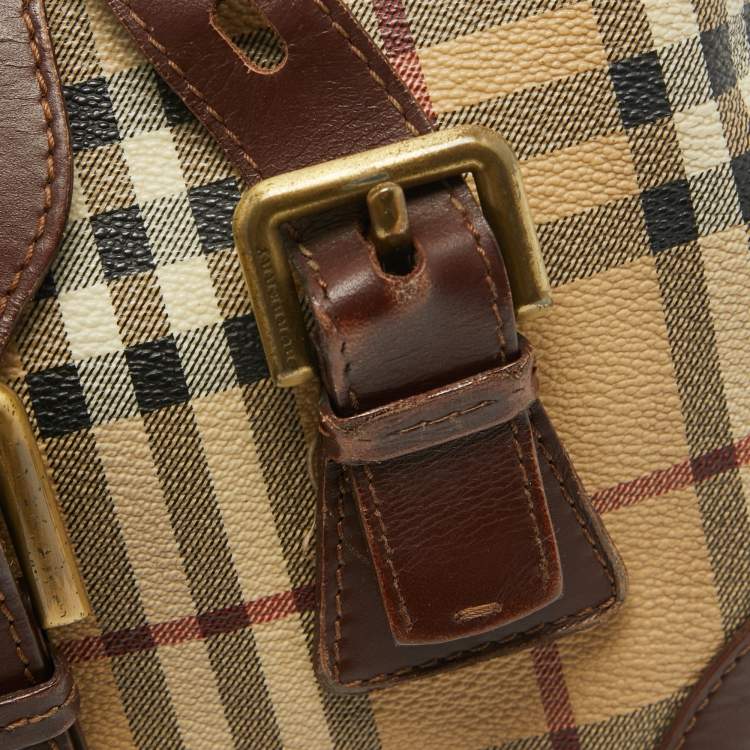 Pre Owned Burberry Beige Coated Canvas Leather Totes