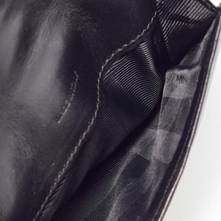 Pre Owned Burberry Black Leather TriFold Compact Wallet