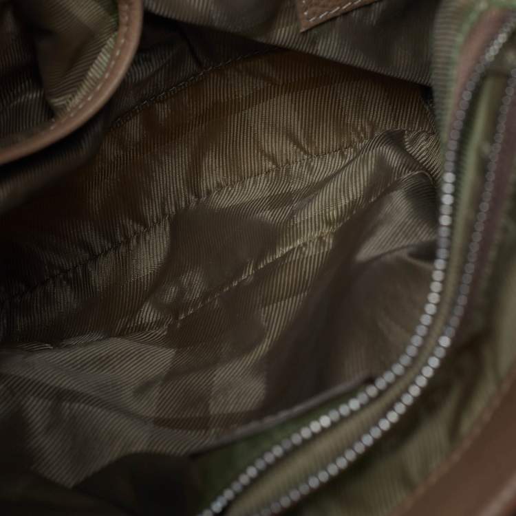 Pre Owned Burberry White/Brown Quilted Canvas and Leather Brooke Hobo