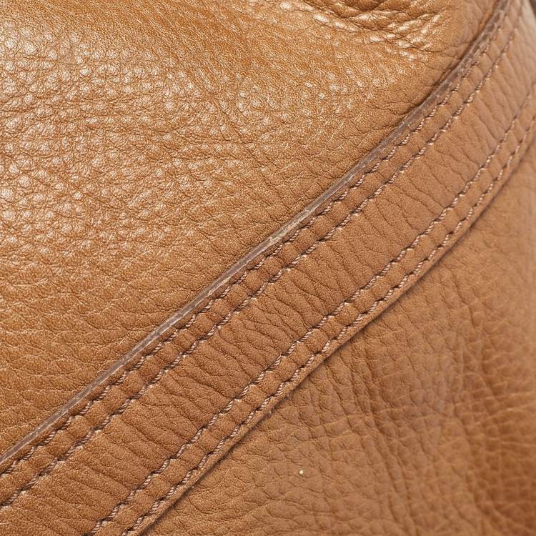 Pre Owned Burberry Brown Leather Double Handle Tote