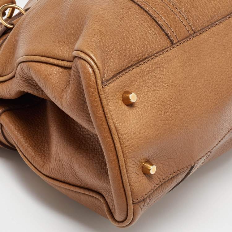 Pre Owned Burberry Brown Leather Double Handle Tote