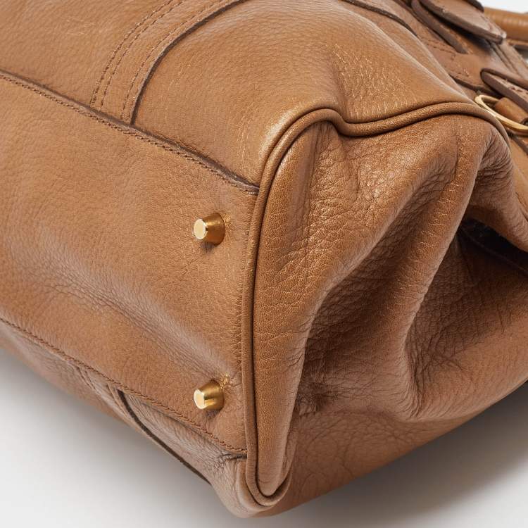 Pre Owned Burberry Brown Leather Double Handle Tote