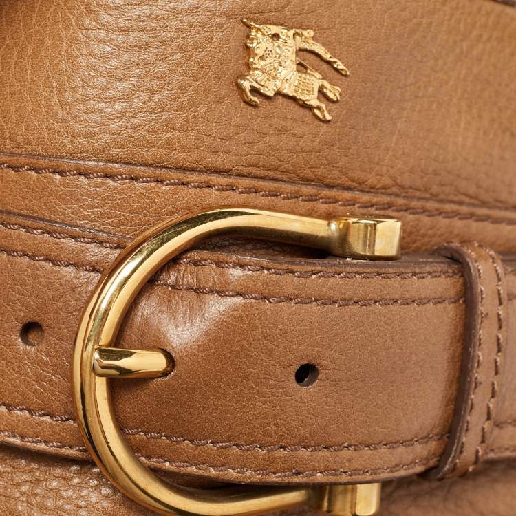 Pre Owned Burberry Brown Leather Double Handle Tote