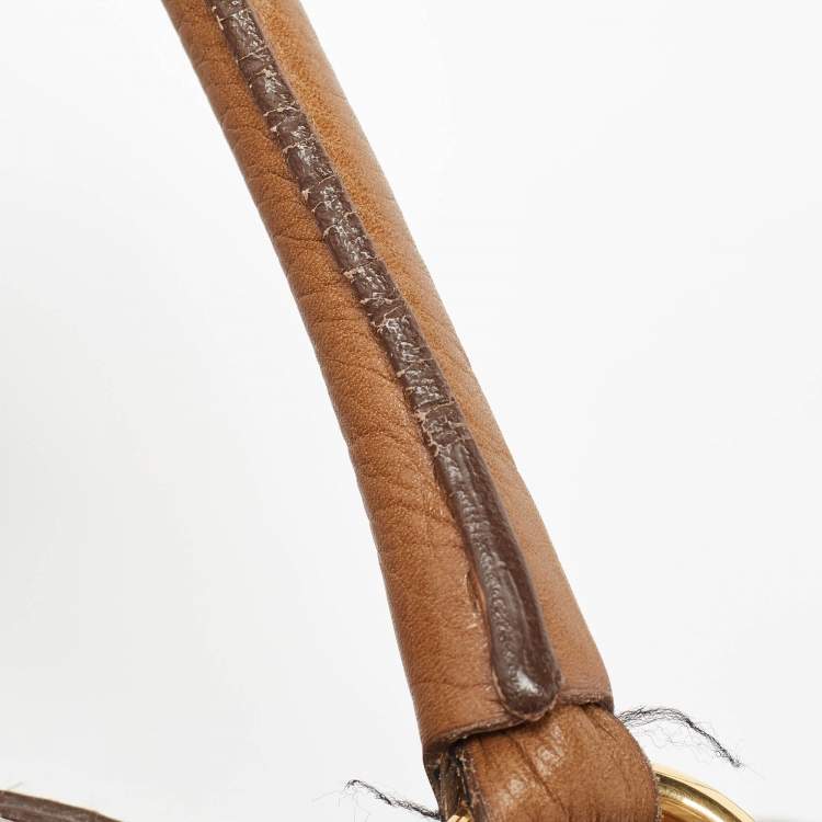 Pre Owned Burberry Brown Leather Double Handle Tote