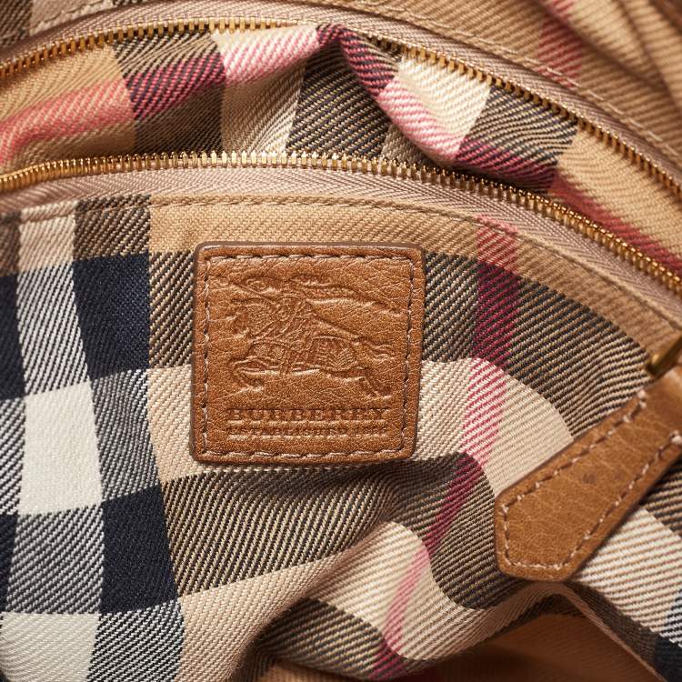 Pre Owned Burberry Brown Leather Double Handle Tote