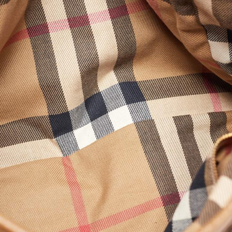 Pre Owned Burberry Brown Leather Double Handle Tote