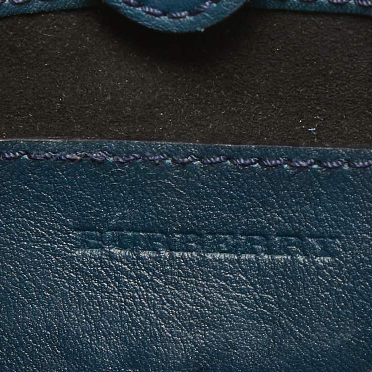Pre Owned Burberry Blue Suede Mini Fringe Bucket Bag