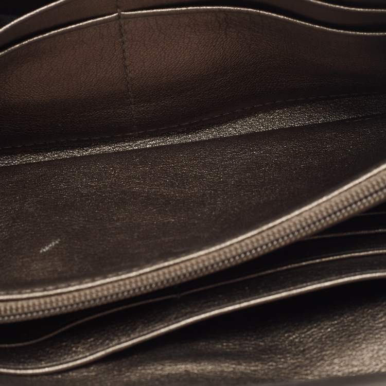 Pre Owned Burberry Metallic Nova check Nylon and Leather Penrose Continental Wallet