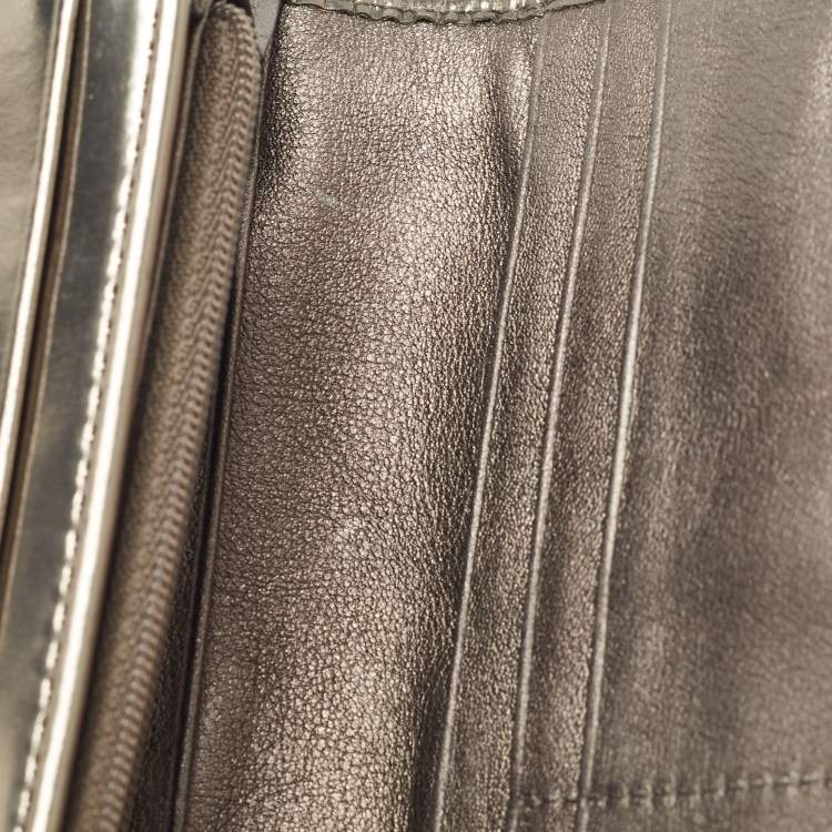 Pre Owned Burberry Metallic Nova check Nylon and Leather Penrose Continental Wallet