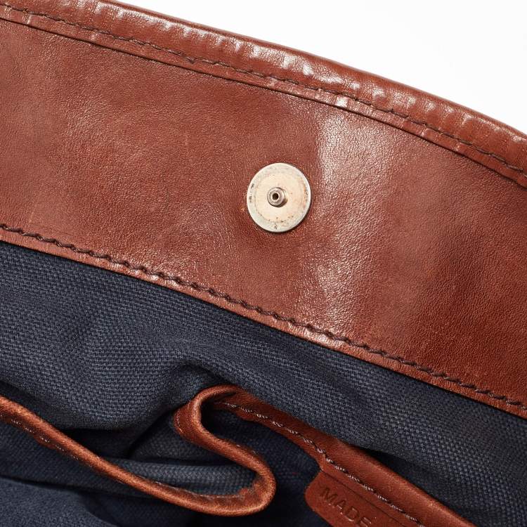 Pre Owned Burberry Brown Leather, Canvas Canterbury Totes