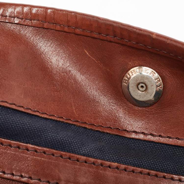 Pre Owned Burberry Brown Leather, Canvas Canterbury Totes