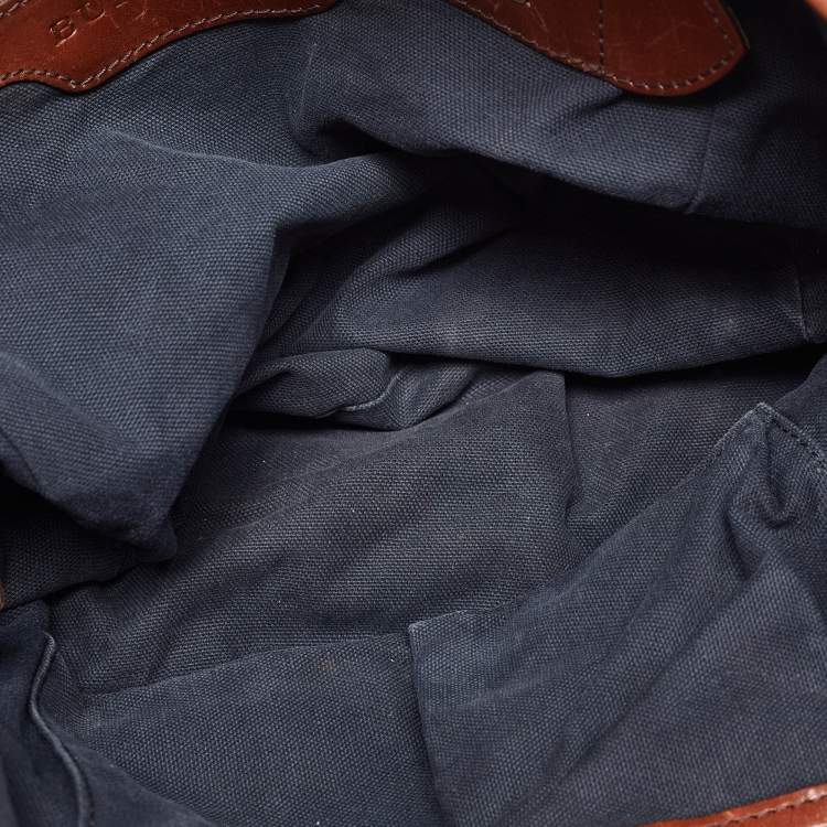 Pre Owned Burberry Brown Leather, Canvas Canterbury Totes