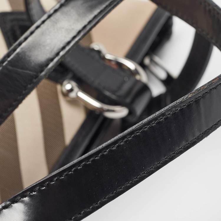 Pre Owned Burberry Black/Beige Nova Check PVC Regent Tote
