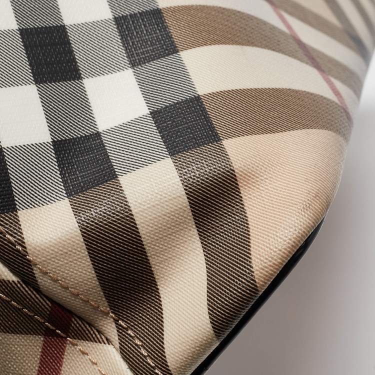 Pre Owned Burberry Black/Beige Nova Check PVC Regent Tote