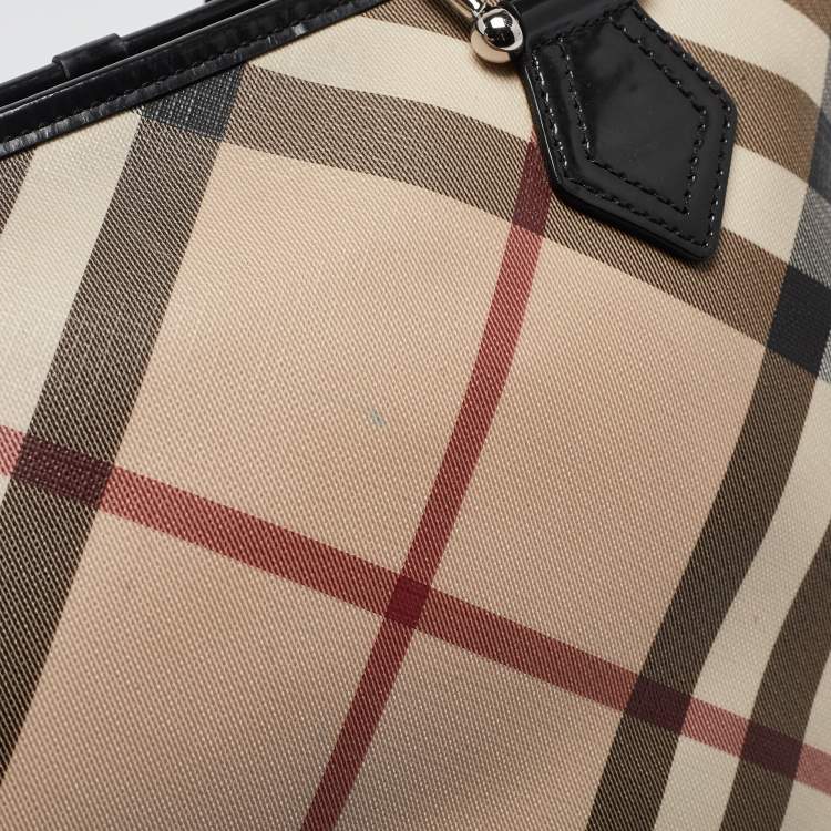 Pre Owned Burberry Black/Beige Nova Check PVC Regent Tote