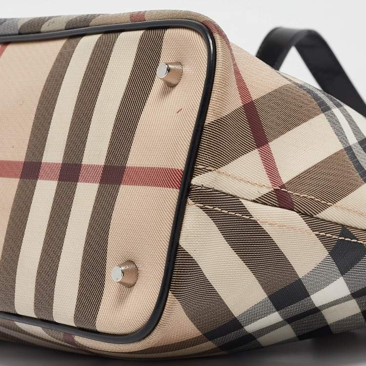 Pre Owned Burberry Black/Beige Nova Check PVC Regent Tote