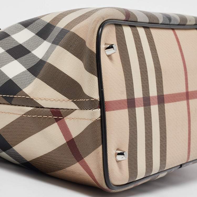 Pre Owned Burberry Black/Beige Nova Check PVC Regent Tote