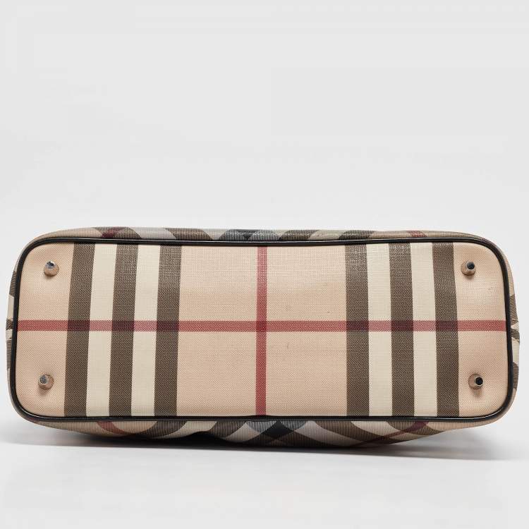 Pre Owned Burberry Black/Beige Nova Check PVC Regent Tote