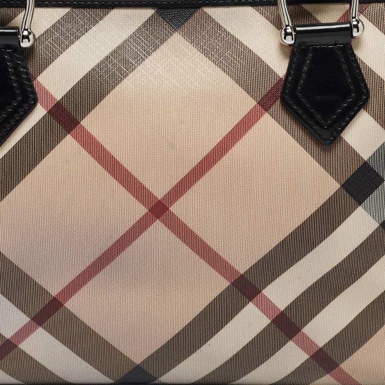 Pre Owned Burberry Black/Beige Nova Check PVC Regent Tote
