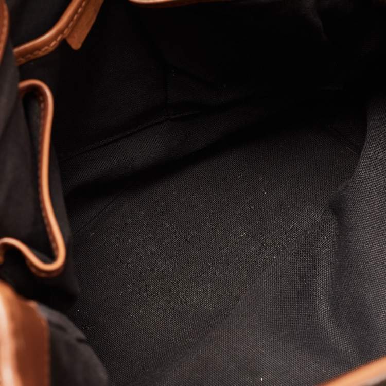 Pre Owned Burberry Brown House Check Fabric and Leather Bridle Tote