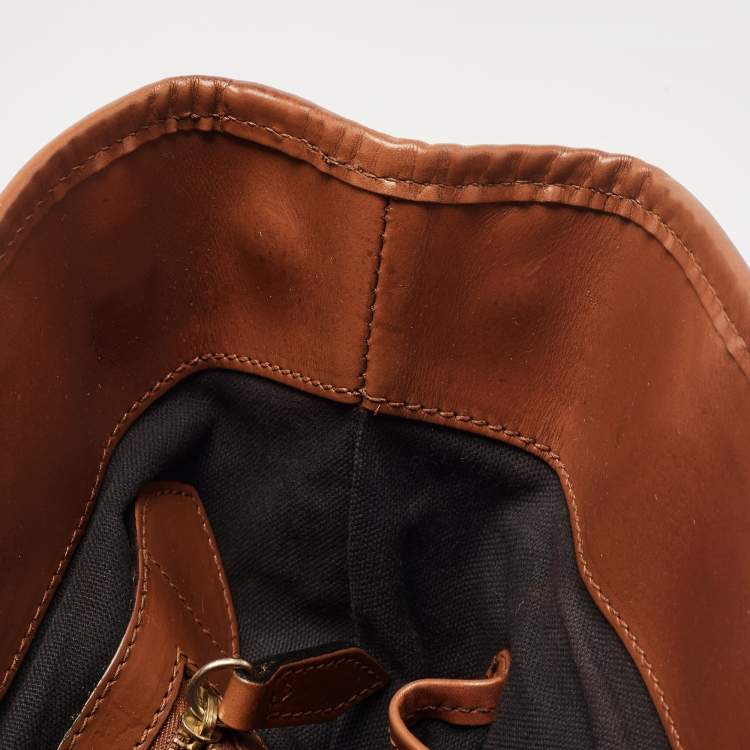 Pre Owned Burberry Brown House Check Fabric and Leather Bridle Tote