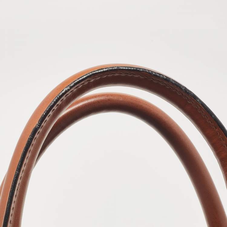 Pre Owned Burberry Brown House Check Fabric and Leather Bridle Tote