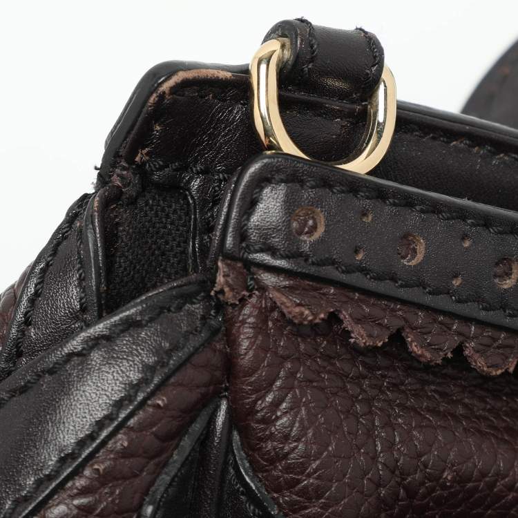 Pre Owned Burberry Brown/Black Leather Tassel Detail Satchel