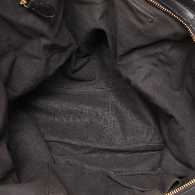 Pre Owned Burberry Brown/Black Leather Tassel Detail Satchel