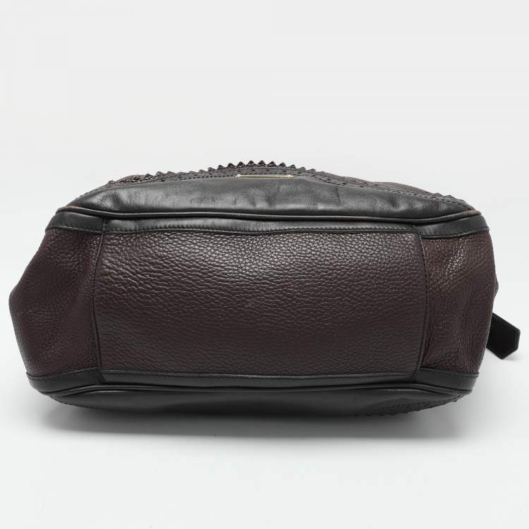 Pre Owned Burberry Brown/Black Leather Tassel Detail Satchel