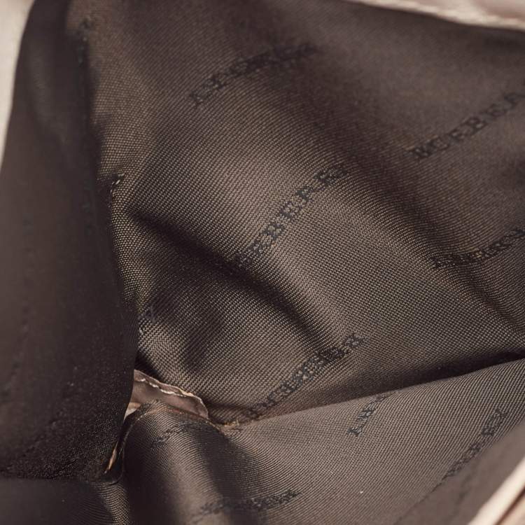 Pre Owned Burberry Grey Smoked Check PVC and Leather Trifold Wallet