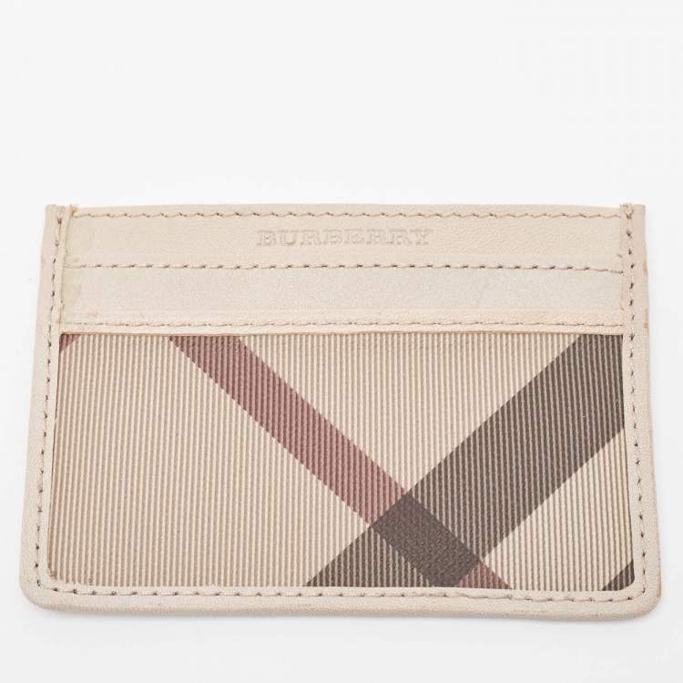 Pre Owned Burberry Grey Smoked Check PVC and Leather Trifold Wallet
