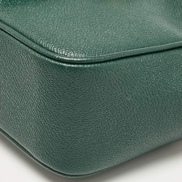 Pre Owned Burberry Green Leather Small Medley Buckle Crossbody Bag