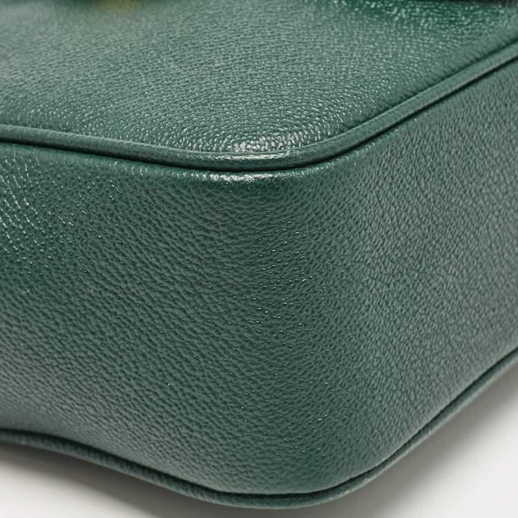 Pre Owned Burberry Green Leather Small Medley Buckle Crossbody Bag