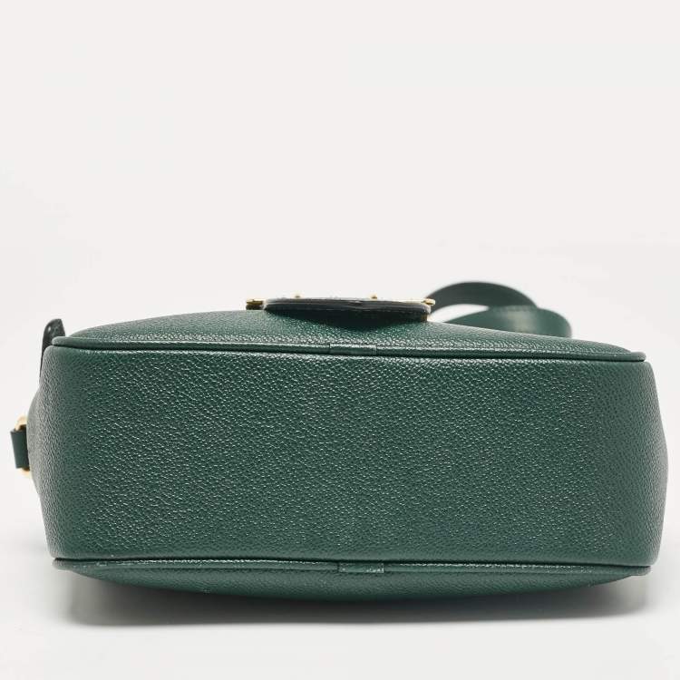 Pre Owned Burberry Green Leather Small Medley Buckle Crossbody Bag