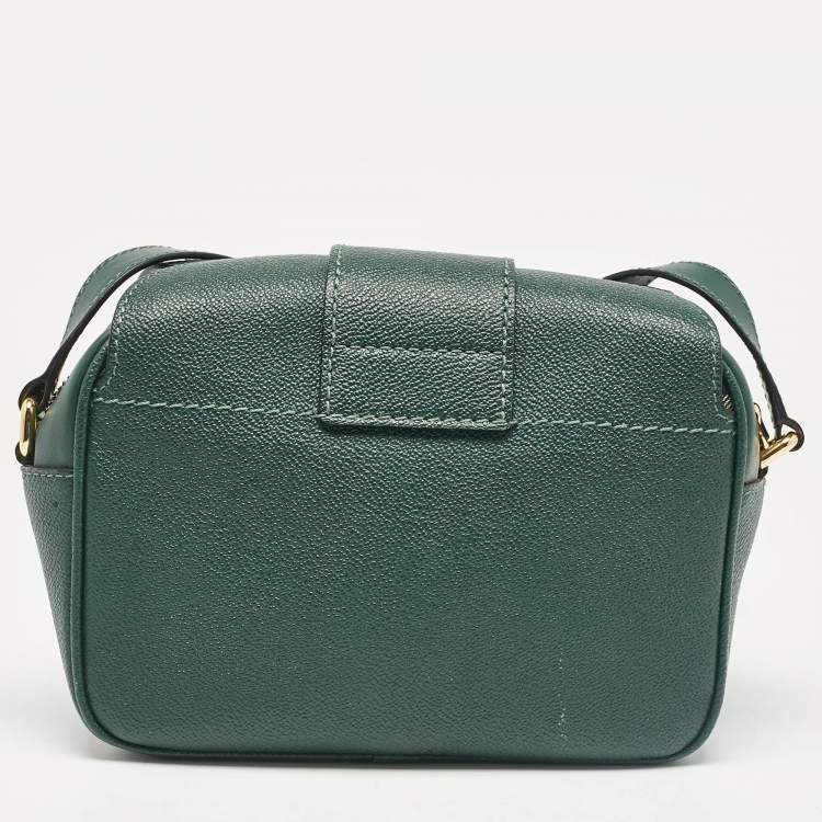 Pre Owned Burberry Green Leather Small Medley Buckle Crossbody Bag