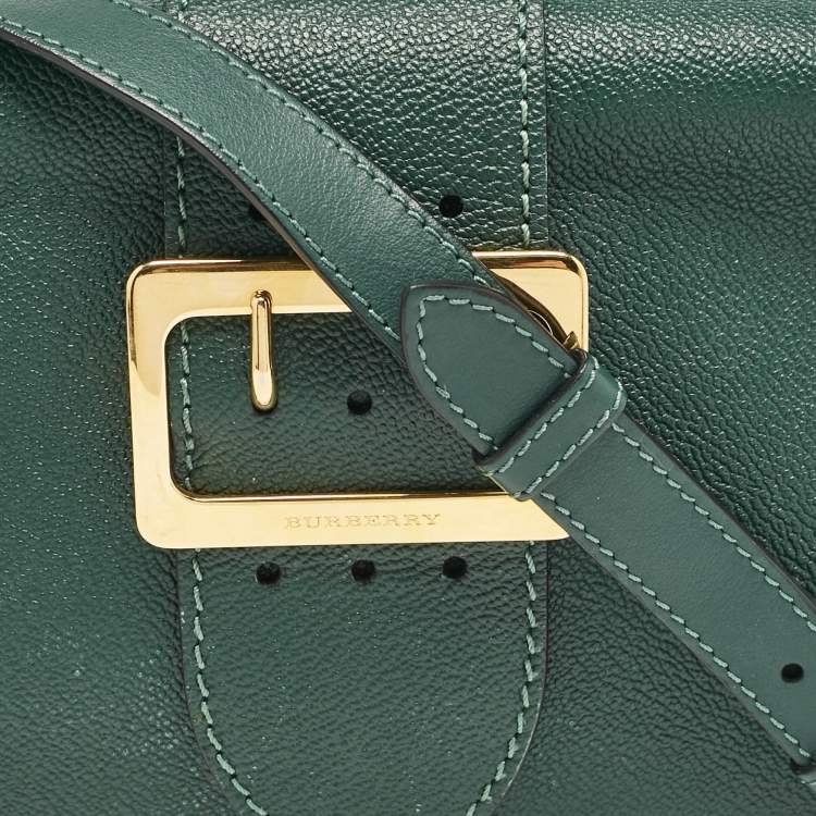 Pre Owned Burberry Green Leather Small Medley Buckle Crossbody Bag
