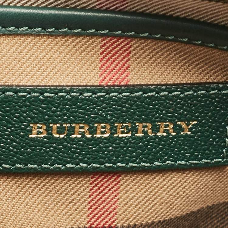 Pre Owned Burberry Green Leather Small Medley Buckle Crossbody Bag