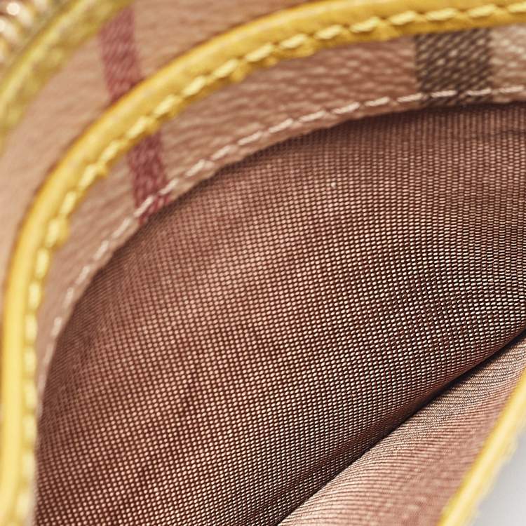 مملوكة مسبقًا Burberry Beige/Yellow House Check PVC and Leather Zip Card Holder