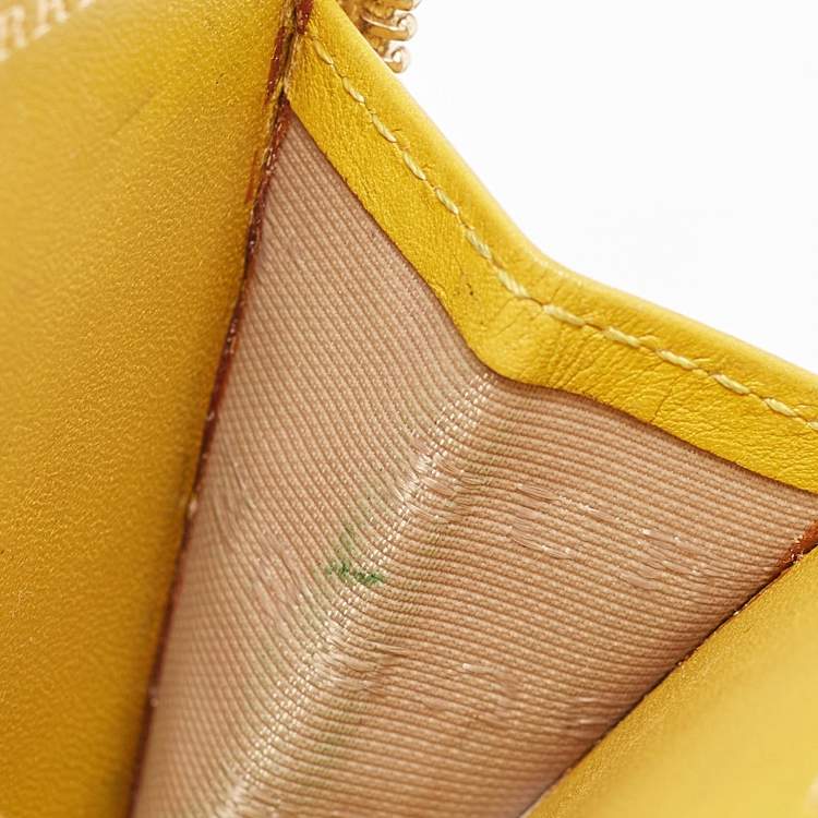 Pre Owned Burberry Beige/Yellow Haymarket Check PVC and Leather Coin Purse