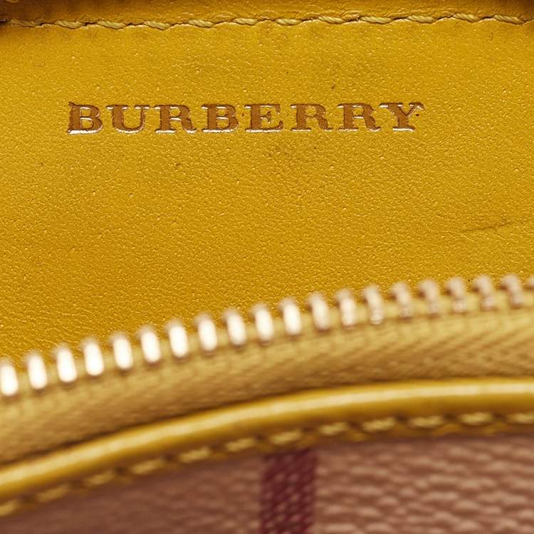 Pre Owned Burberry Beige/Yellow Haymarket Check PVC and Leather Coin Purse