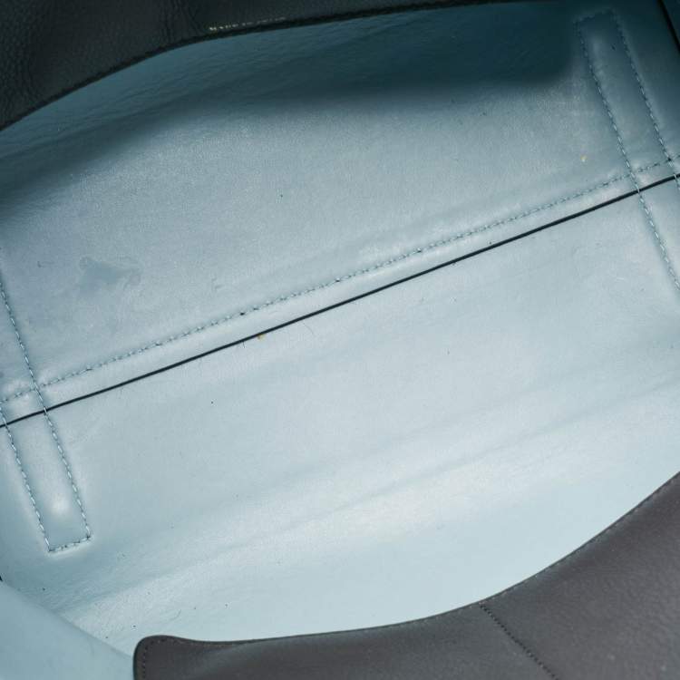 Pre Owned Burberry Dark Grey Leather Medium Belt Tote