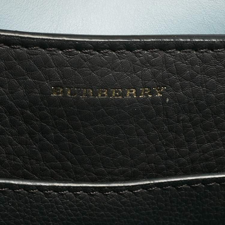 Pre Owned Burberry Dark Grey Leather Medium Belt Tote